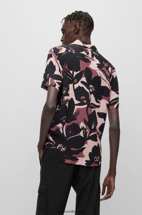 Hugo Boss hugo laza szabású ing digitálisan nyomtatott poplin világos rózsaszín színben 80P64620 világos rózsaszín