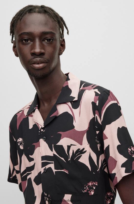 Hugo Boss hugo laza szabású ing digitálisan nyomtatott poplin világos rózsaszín színben 80P64620 világos rózsaszín