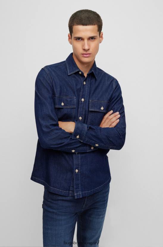 Hugo Boss hugo normál szabású ing kék sztreccs farmer sötétkék színben 80P62949 sötétkék