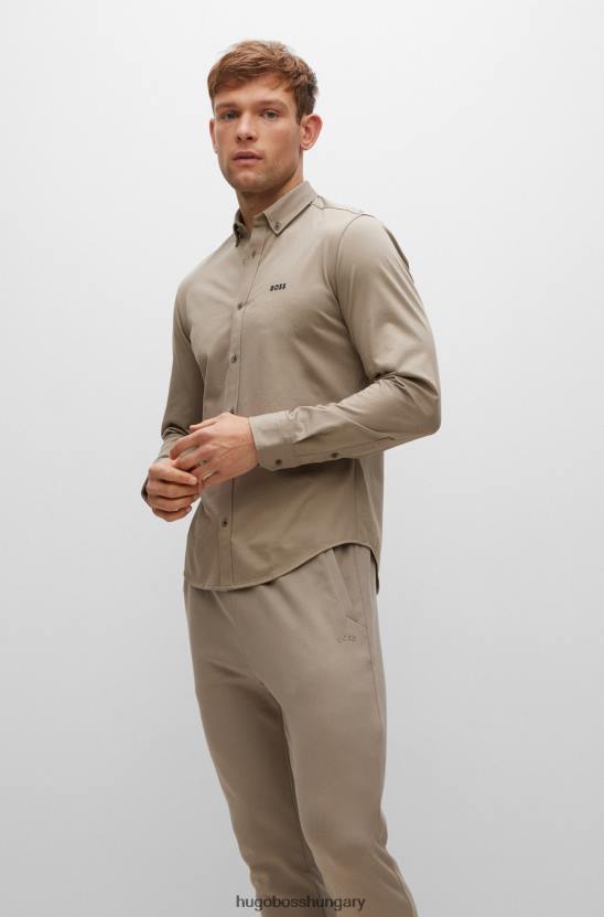 Hugo Boss hugo normál szabású ing nedvességelvezető pamutkeverék dzsörzé világoszöld színben 80P62190 világos zöld