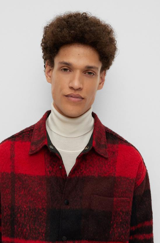 Hugo Boss hugo oversized-fit felső kockával és piros logóval 80P63768 piros
