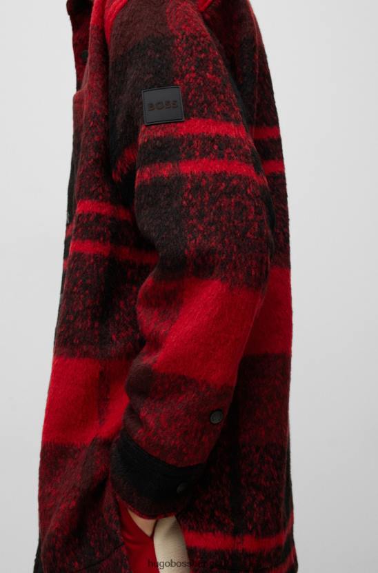 Hugo Boss hugo oversized-fit felső kockával és piros logóval 80P63768 piros