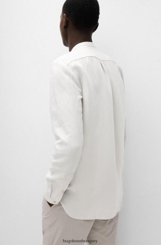 Hugo Boss hugo oversized fit ing könnyen vasalható vászon világos bézs színben 80P64353 világos bézs