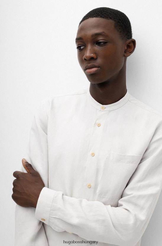 Hugo Boss hugo oversized fit ing könnyen vasalható vászon világos bézs színben 80P64353 világos bézs