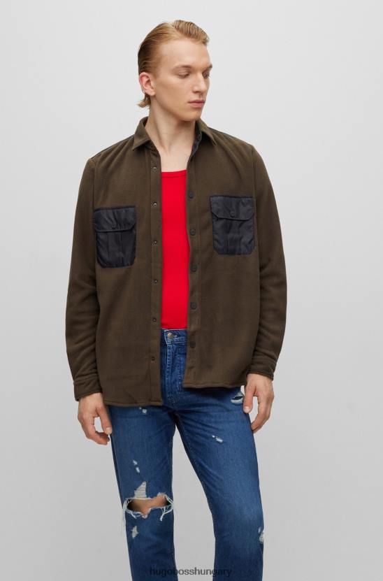 Hugo Boss hugo oversized-fit overing sötétbarna újrahasznosított polárból 80P63210 sötétbarna