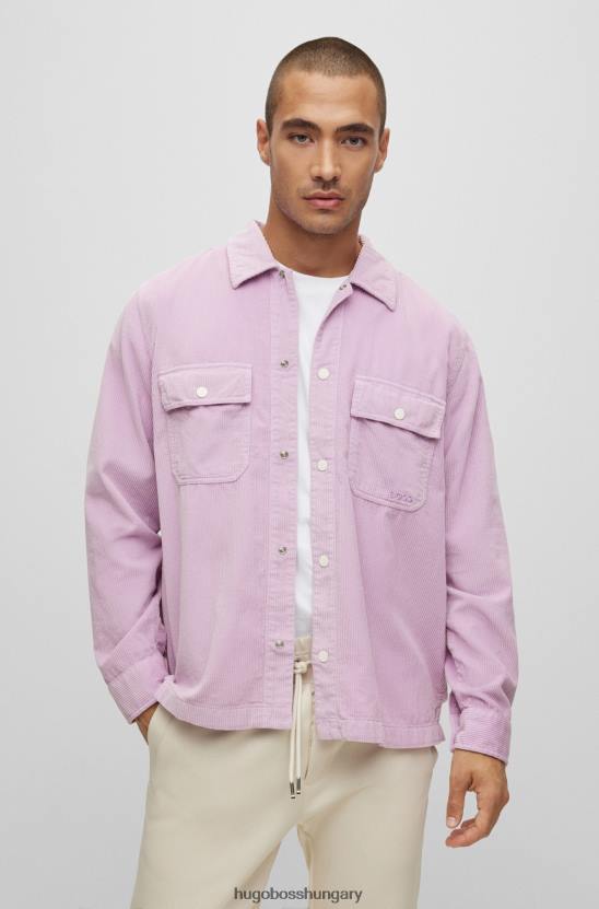 Hugo Boss hugo pamut kordbársony felsőing, világoslila hímzett logóval 80P62455 világos lila