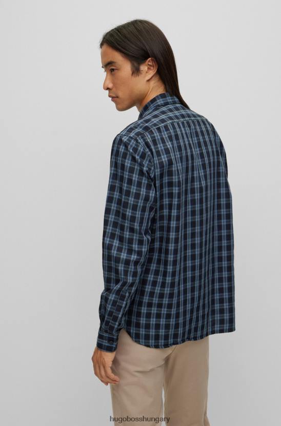 Hugo Boss hugo sötétkék normál szabású ing kockás pamut twillből 80P61133 sötétkék