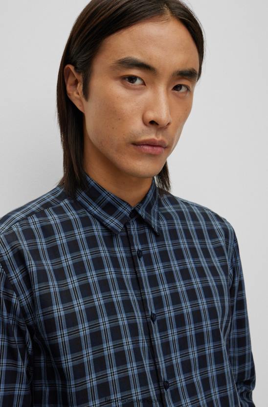 Hugo Boss hugo sötétkék normál szabású ing kockás pamut twillből 80P61133 sötétkék