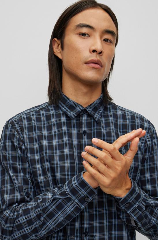 Hugo Boss hugo sötétkék normál szabású ing kockás pamut twillből 80P61133 sötétkék