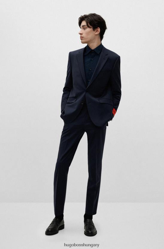 Hugo Boss hugo sötétkék vékony szabású ing könnyen vasalható pamut poplinból 80P64102 sötétkék