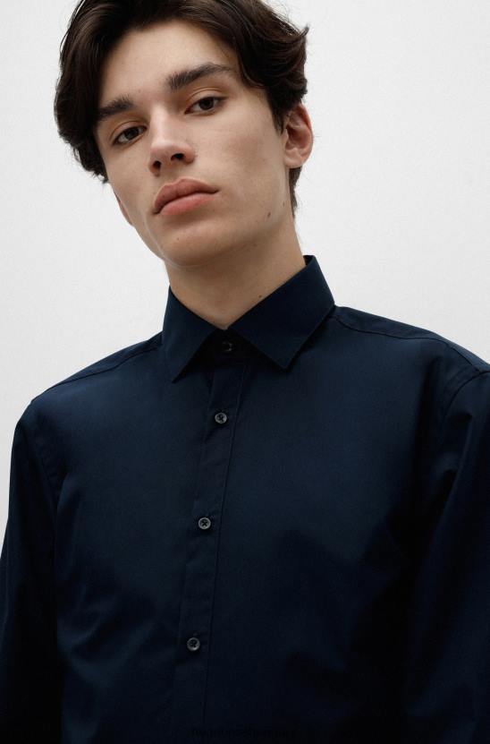 Hugo Boss hugo sötétkék vékony szabású ing könnyen vasalható pamut poplinból 80P64102 sötétkék