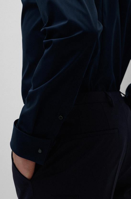 Hugo Boss hugo sötétkék vékony szabású ing könnyen vasalható pamut poplinból 80P64102 sötétkék