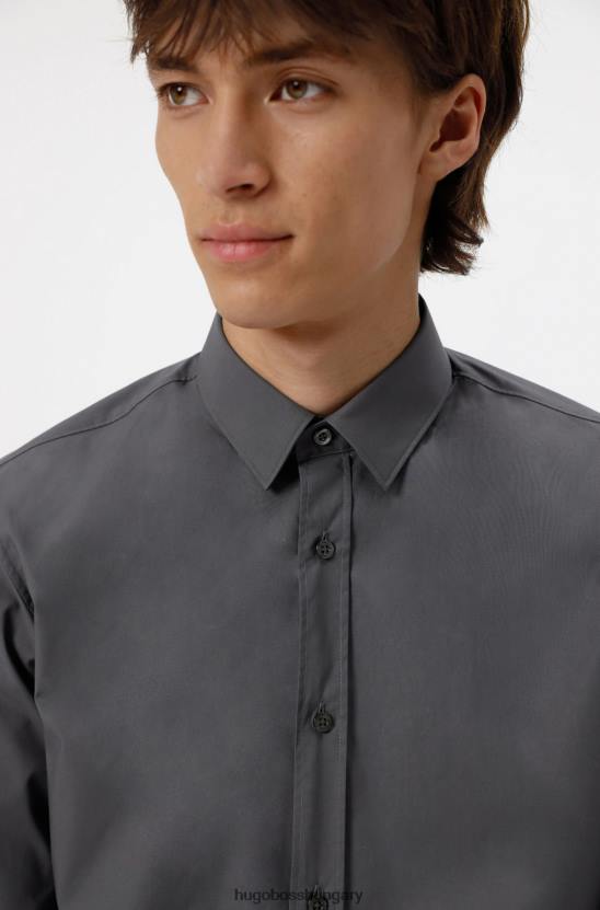 Hugo Boss hugo sötétszürke extra vékony szabású ing könnyen vasalható sztreccs pamut vászonból 80P63766 sötétszürke