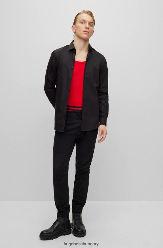 Hugo Boss hugo slim-fit ing könnyen vasalható pamut poplin fekete színben 80P62104 fekete