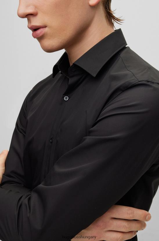 Hugo Boss hugo slim-fit ing könnyen vasalható pamut poplin fekete színben 80P62104 fekete