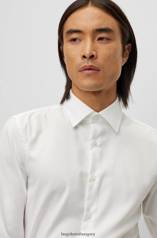 Hugo Boss hugo slim-fit ing könnyen vasalható strukturált sztreccs pamut fehérből 80P61426 fehér