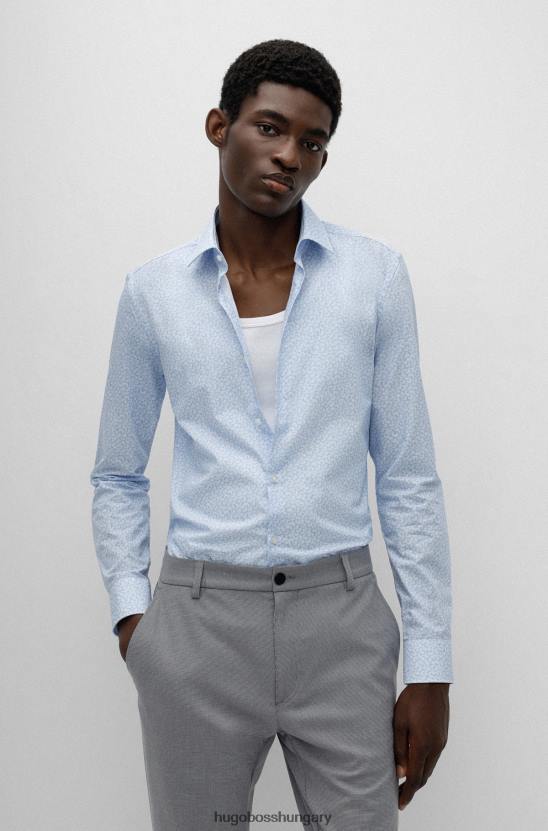 Hugo Boss hugo slim-fit ing mikronyomott pamutvászon világoskék színben 80P64048 világoskék