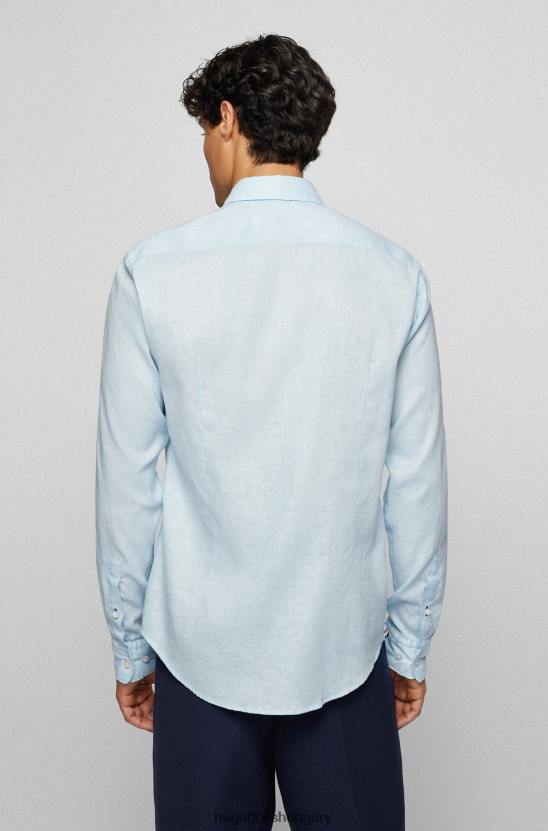 Hugo Boss hugo slim-fit ing mosott sztreccs vászon világoskék színben 80P62524 világoskék