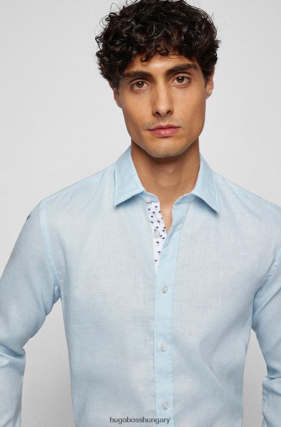 Hugo Boss hugo slim-fit ing mosott sztreccs vászon világoskék színben 80P62524 világoskék