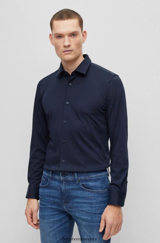 Hugo Boss hugo slim-fit ing teljesítmény-sztreccs pamut-keverék dzsörzé sötétkék színben 80P61913 sötétkék