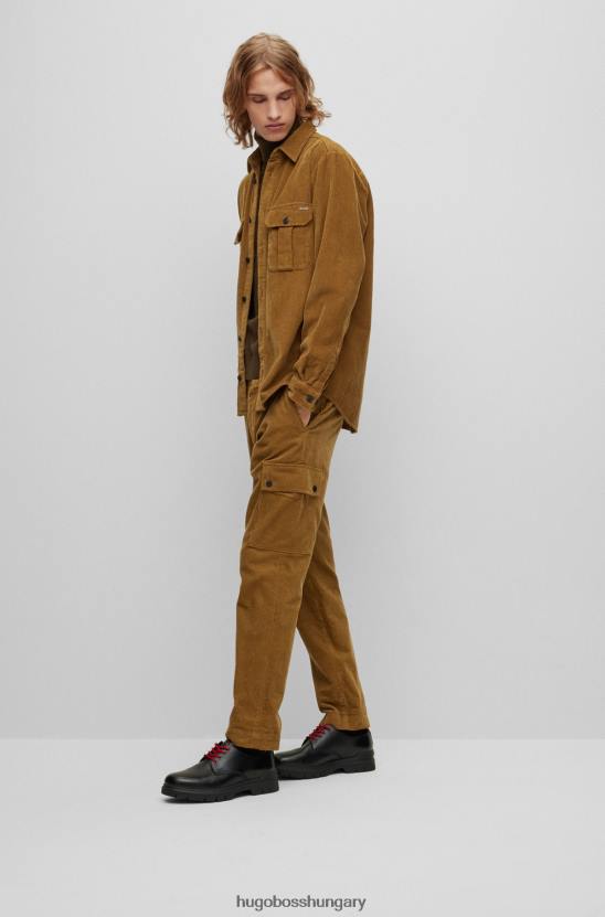 Hugo Boss hugo túlméretezett szabású felsőing, tiszta pamut kordbársony barna színben 80P64176 barna