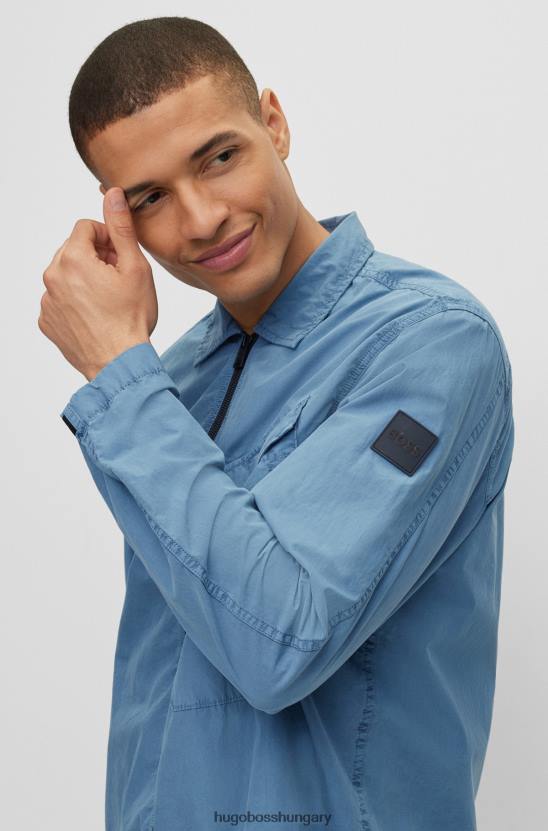 Hugo Boss kék hugo oversize-fit cipzáras pamut felsőing, mellzsebekkel 80P62795 kék