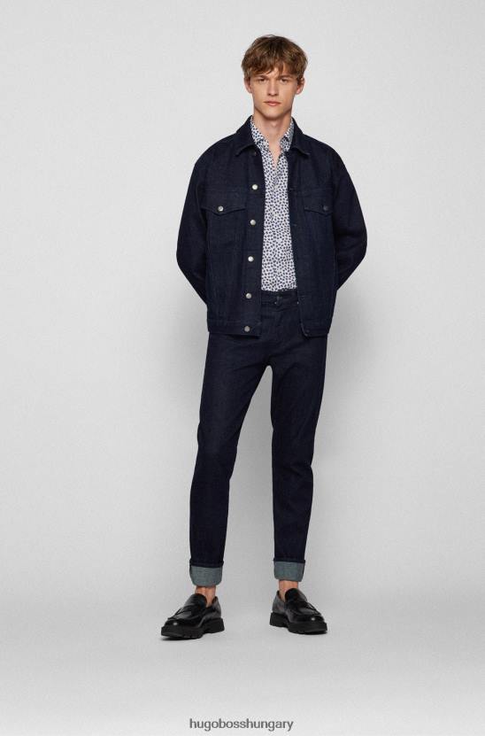 Hugo Boss kék normál szabású ing nyomott olasz len-pamut poplin hugo anyagból 80P62217 kék