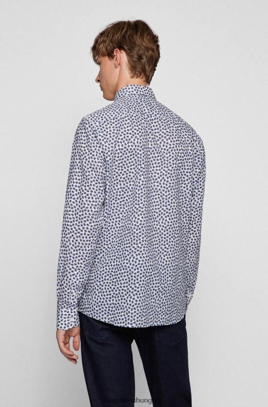 Hugo Boss kék normál szabású ing nyomott olasz len-pamut poplin hugo anyagból 80P62217 kék