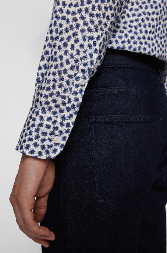 Hugo Boss kék normál szabású ing nyomott olasz len-pamut poplin hugo anyagból 80P62217 kék