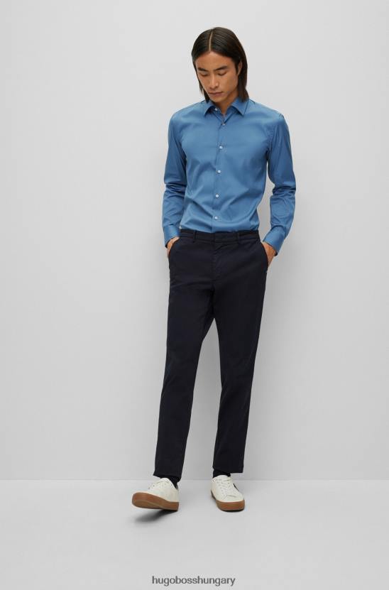 Hugo Boss kék vékony szabású ing könnyen vasalható, rugalmas anyagból hugo 80P62823 kék