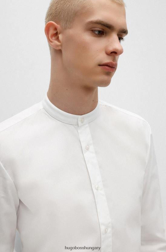 Hugo Boss könnyen vasalható vékony szabású ing, állógallérral hugo white 80P64011 fehér
