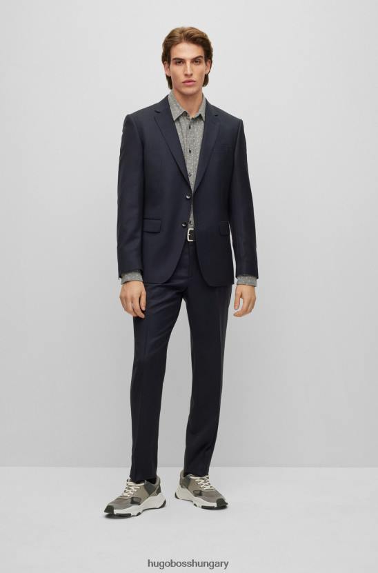 Hugo Boss mintás, normál szabású ing szálcsiszolt pamut flanel hugo szürke színben 80P62542 szürke