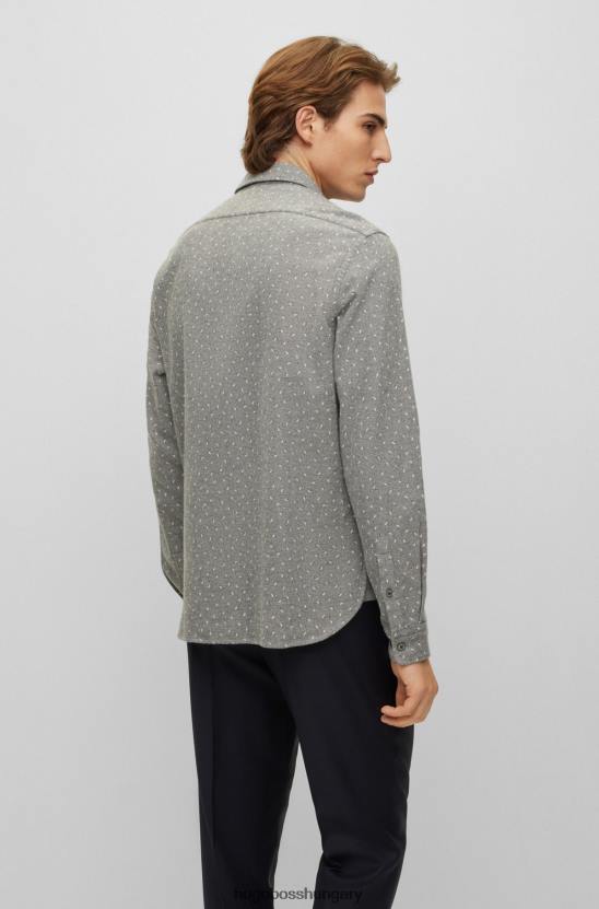 Hugo Boss mintás, normál szabású ing szálcsiszolt pamut flanel hugo szürke színben 80P62542 szürke
