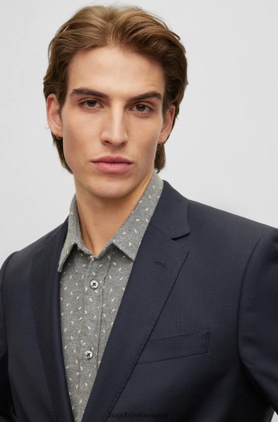 Hugo Boss mintás, normál szabású ing szálcsiszolt pamut flanel hugo szürke színben 80P62542 szürke