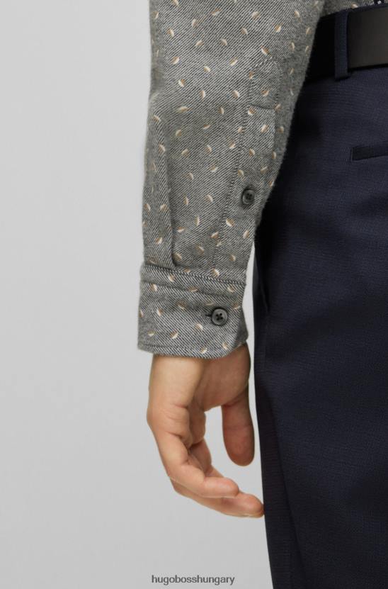 Hugo Boss mintás, normál szabású ing szálcsiszolt pamut flanel hugo szürke színben 80P62542 szürke