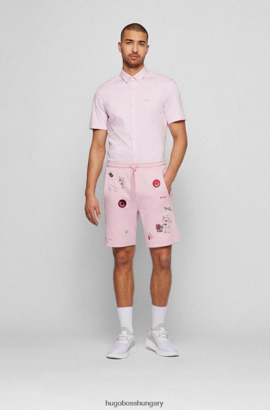 Hugo Boss normál szabású dzsörzé ing gombolható gallérral világos rózsaszín hugo 80P61888 világos rózsaszín