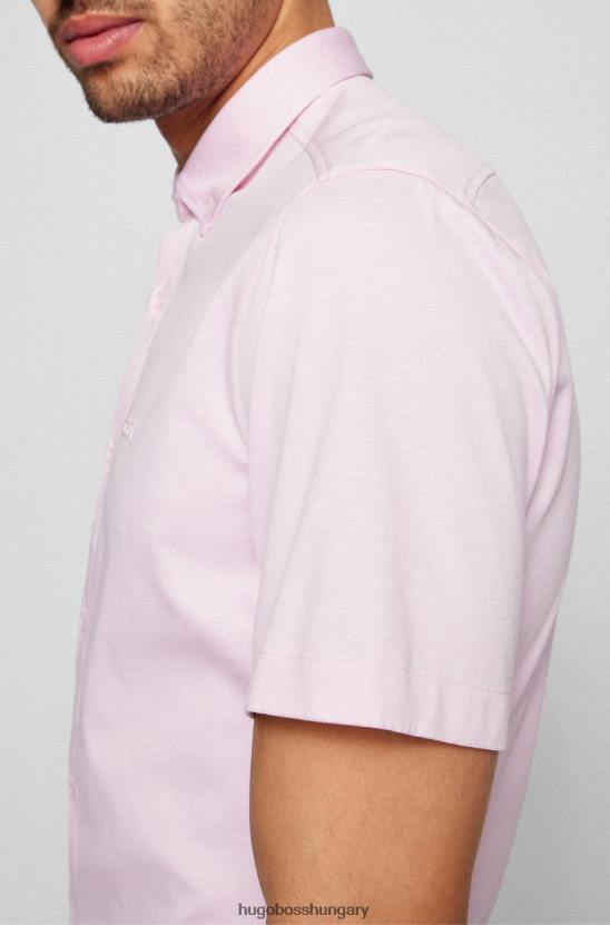 Hugo Boss normál szabású dzsörzé ing gombolható gallérral világos rózsaszín hugo 80P61888 világos rózsaszín
