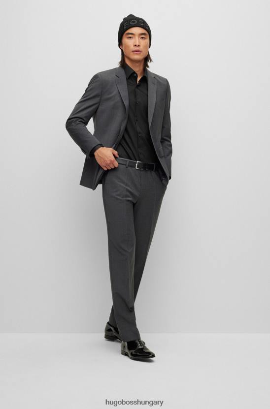 Hugo Boss normál szabású ing könnyen vasalható pamut poplin hugo fekete színben 80P63014 fekete