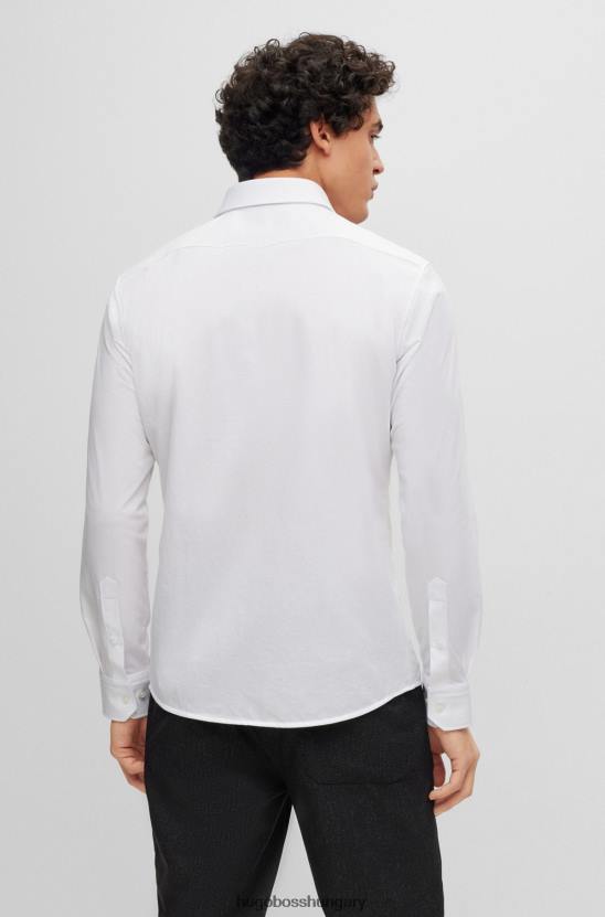Hugo Boss normál szabású ing strukturált pamutkeverék dzsörzé hugo fehérből 80P63874 fehér