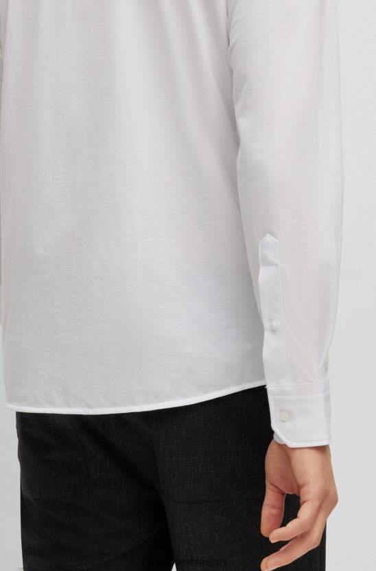 Hugo Boss normál szabású ing strukturált pamutkeverék dzsörzé hugo fehérből 80P63874 fehér
