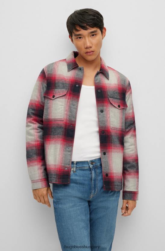 Hugo Boss piros mintás hugo oversize-fit felsőing kockás pamut twillből 80P63792 piros mintás