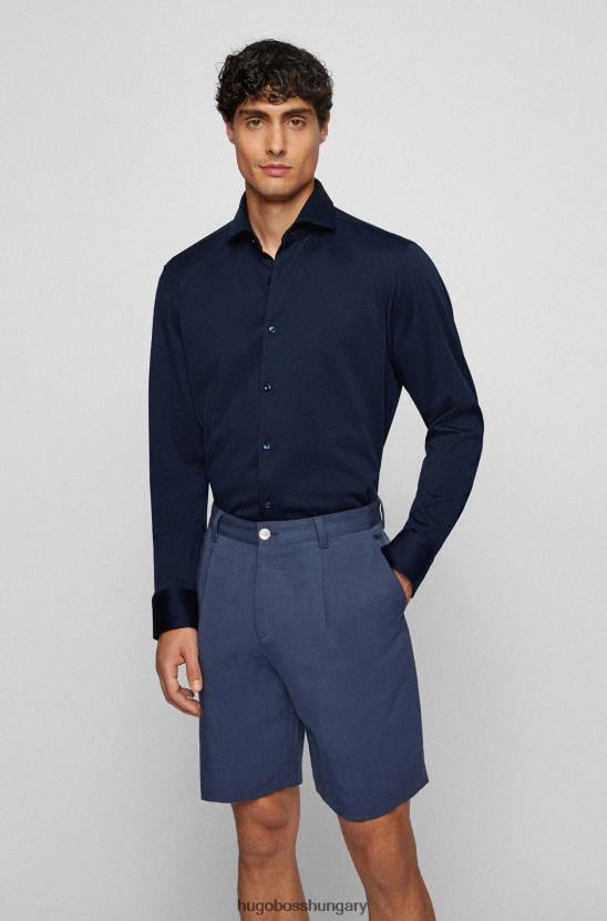 Hugo Boss sötétkék hugo normál szabású ing strukturált szuperflex anyagból 80P62378 sötétkék