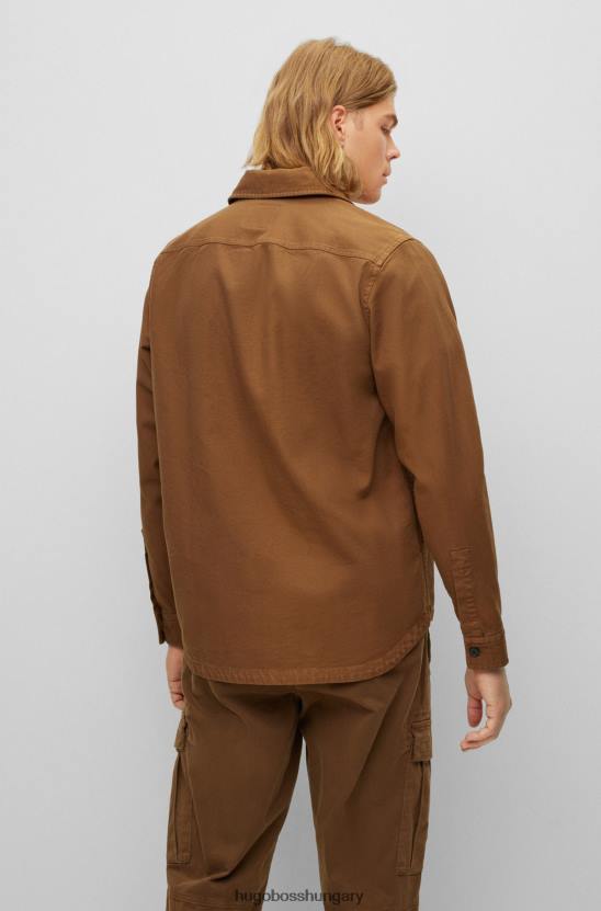 Hugo Boss túlméretezett szabású sztreccspamut dobby barna hugo felsőing 80P6951 barna
