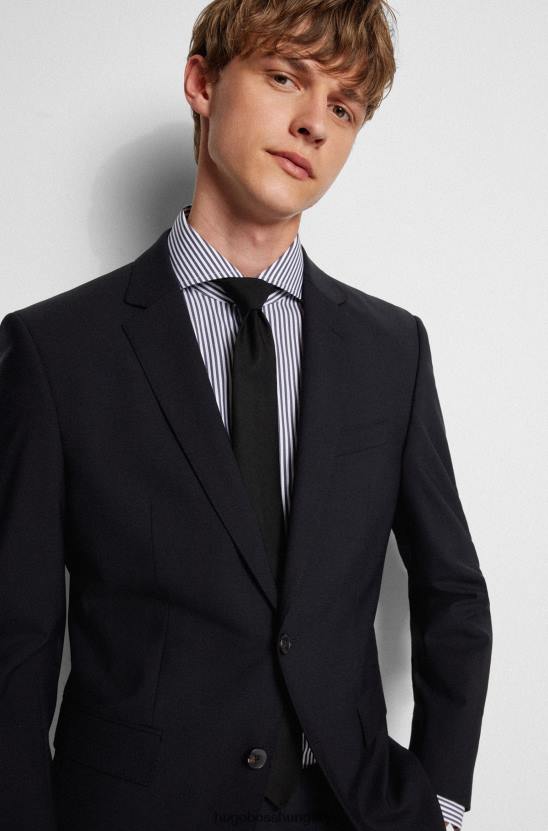 Hugo Boss vékony szabású ing csíkos olasz pamutkeverék szatén sötétkék hugo anyagból 80P64314 sötétkék