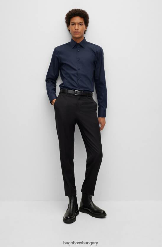 Hugo Boss vékony szabású ing könnyen vasalható pamut poplin hugo sötétkék színben 80P61878 sötétkék