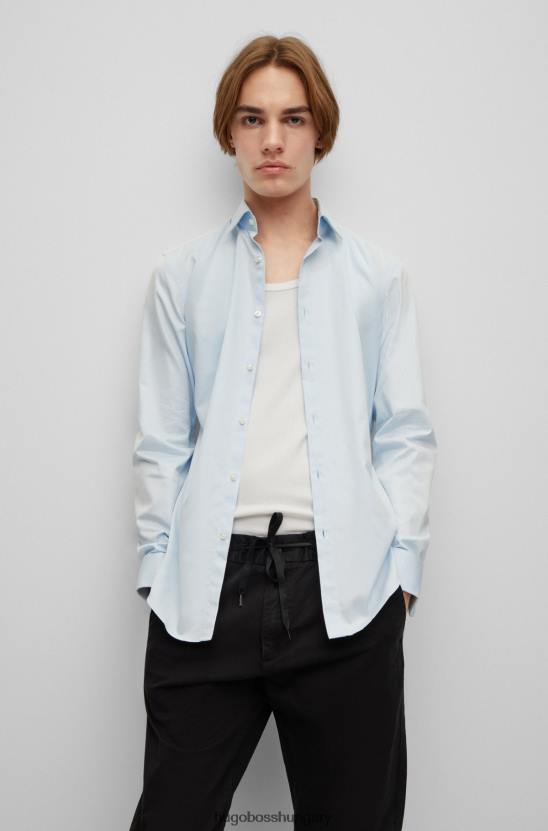 Hugo Boss vékony szabású ing könnyen vasalható pamut twillből, dupla mandzsetta világoskék hugo 80P64049 világoskék