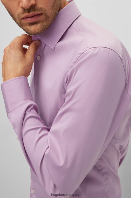 Hugo Boss vékony szabású ing könnyen vasalható, rugalmas anyagból, hugo világoslila 80P62824 világos lila