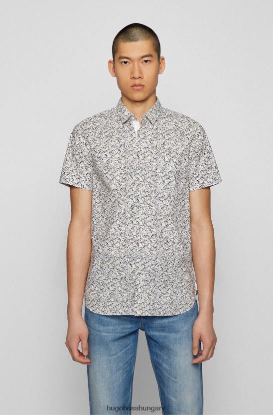 Hugo Boss vékony szabású ing nyomott sztreccs pamut hugo fehérből 80P63908 fehér