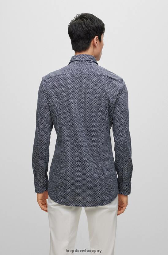 Hugo Boss vékony szabású ing nyomott teljesítmény-sztreccs anyagból, sötétkék hugo 80P64205 sötétkék