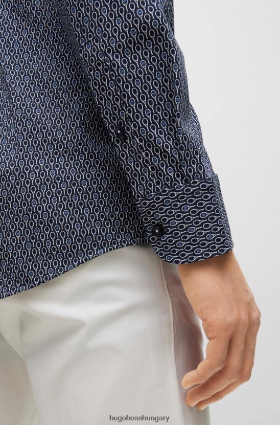 Hugo Boss vékony szabású ing nyomott teljesítmény-sztreccs anyagból, sötétkék hugo 80P64205 sötétkék